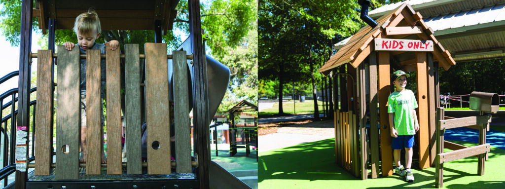 playground equipment built with recycled plastic lumber rather than wood